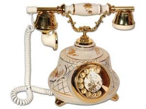 Tombul Porselen Beyaz Antika Telefon Anna Bell